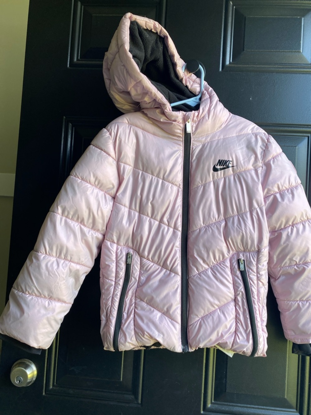 Nike Girls' Light Pink Hooded Puffer Jacket